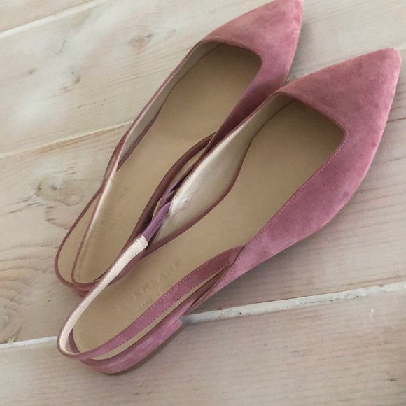 Everlane Shoes - Everlane the Editor rosewood slingback suede pointed toe flats brand new NWT